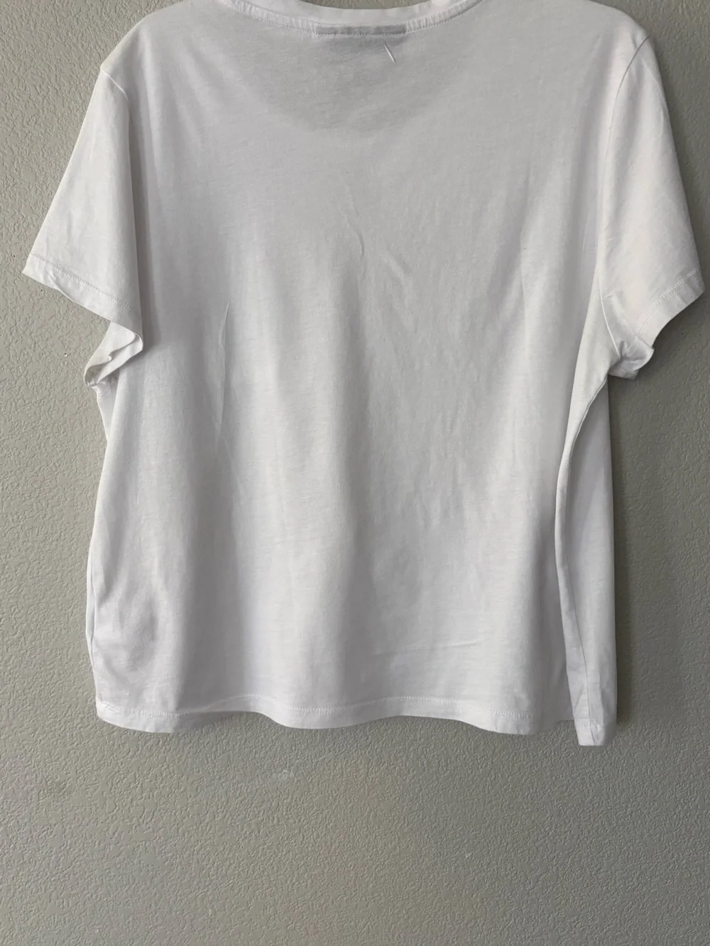 DKNY White Short Sleeve Tee with Sequin Pocket